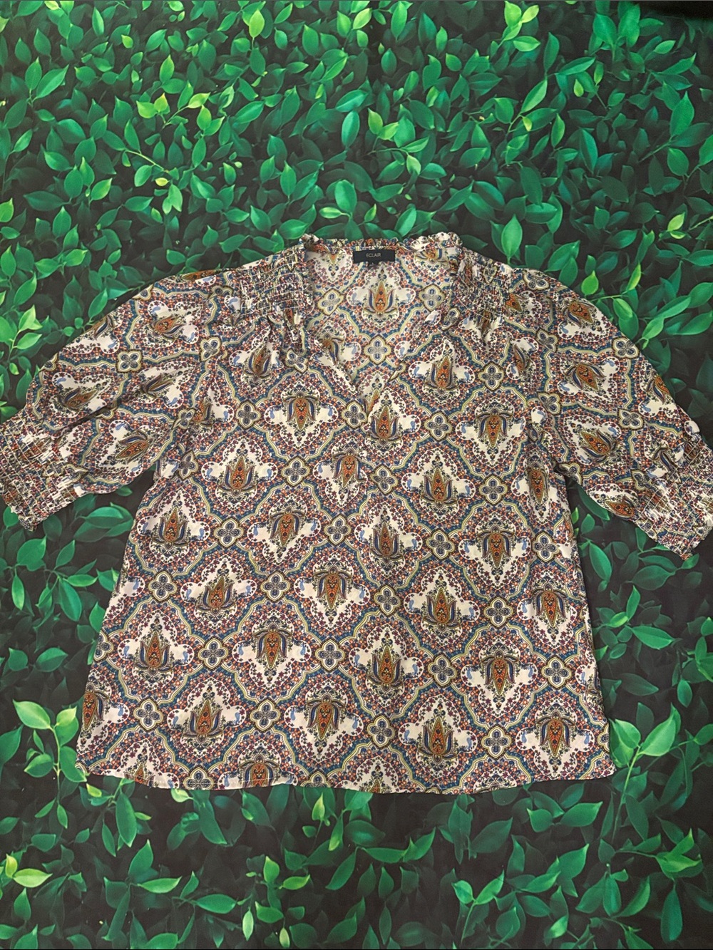 Boho Print V-Neck Short Sleeve Tunic Muli Color